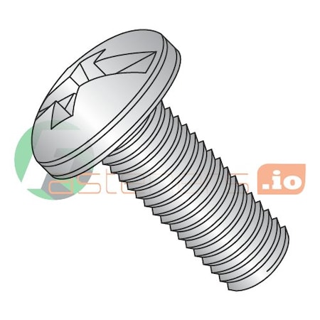 #12-24 X 1/2 In Combination Phillips/Slotted Pan Machine Screw, Plain 18-8 Stainless Steel, 2500 PK